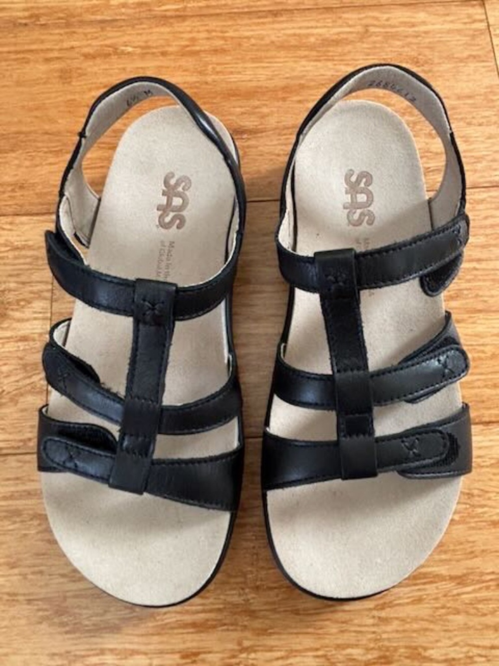 SAS Sorrento T-Strap Sandal Black 6.5 M NIB
